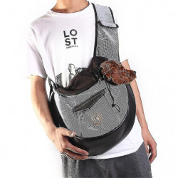 Pet Bag, Carrying Bag For Cat And Dog, With Bandoulire, Hands-free Transport, Grey 36*13*28cm