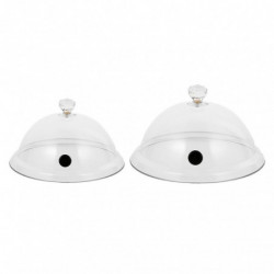 2Pcs Smoky Protection Covers Home Food Lid Tray Tents Transparent Food Lids 2Pcs Smoky Protection Covers Home Food Lid Tray Tents Transparent Food Lids