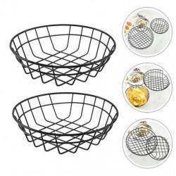 2Pcs Simple Iron Storage Basket Fruit Dessert Snacks Basket Kitchen Food Container 2Pcs Simple Iron Storage Basket Fruit Dessert Snacks Basket Kitchen Food Container