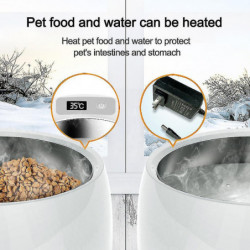 Round Stainless Steel Pet Smart Heating Bowl Cat And Dog Basin Cat Food And Dog Food Feeder