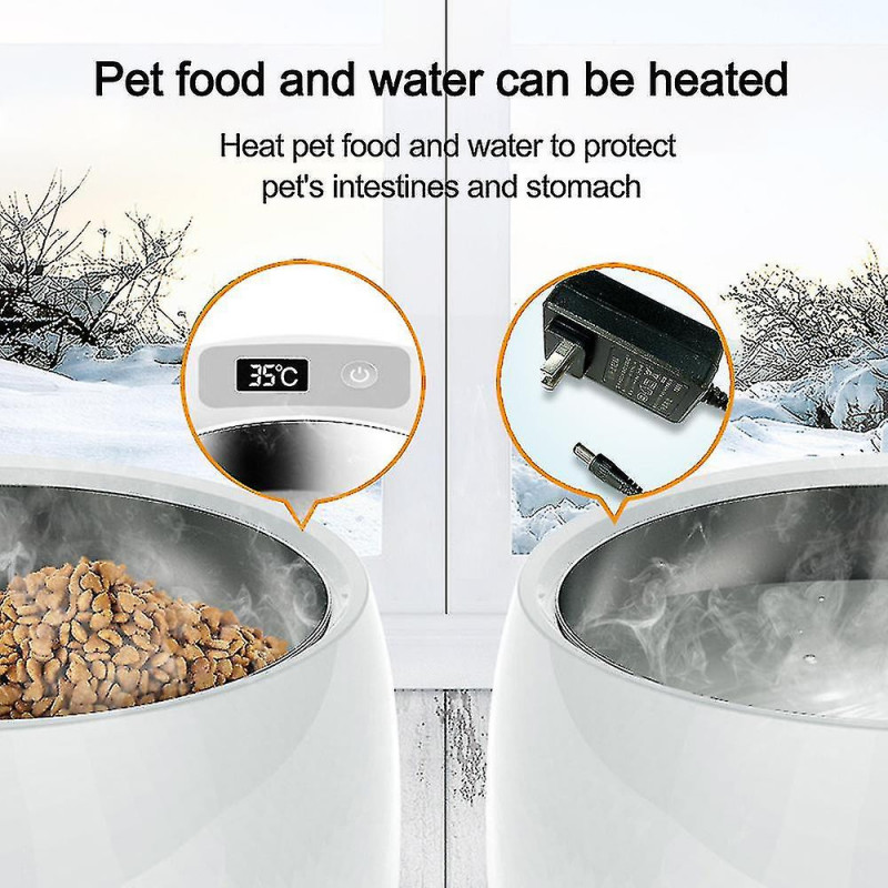Round Stainless Steel Pet Smart Heating Bowl Cat And Dog Basin Cat Food And Dog Food Feeder