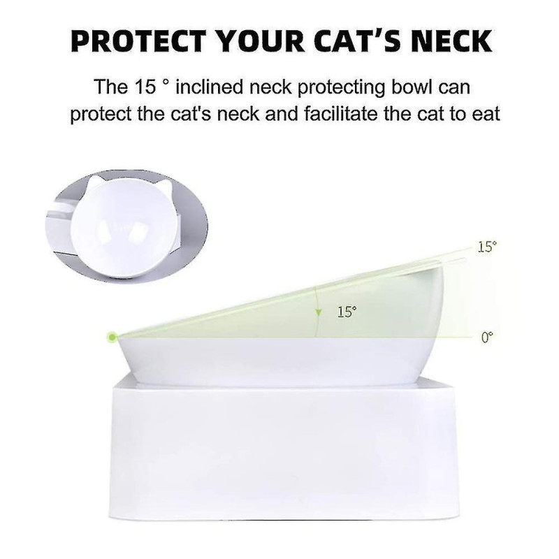 Oreilles de chat 15 Garde de cou incliné Cat Water Bowl Cat Food Bowl Dog Bowl Pet Automatic Waterer