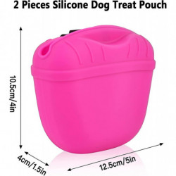 Dog Treat Pouch, 2pcs Acsergery Silicone Dog Training Bag Portable Pet Feeding Bag Gift