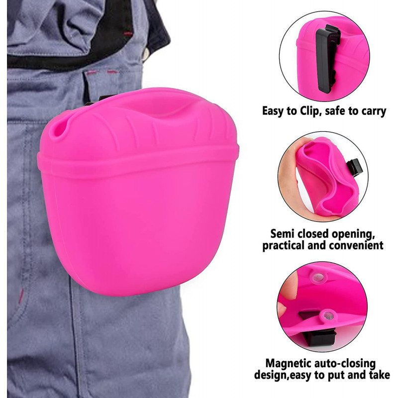 Dog Treat Pouch, 2pcs Acsergery Silicone Dog Training Bag Portable Pet Feeding Bag Gift