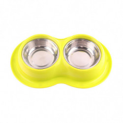 Pet Stainless Steel Double Bowl Pet Dog Bowl Tableware Cat Anti-antworm Cat Bowl