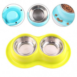 Pet Stainless Steel Double Bowl Pet Dog Bowl Tableware Cat Anti-antworm Cat Bowl