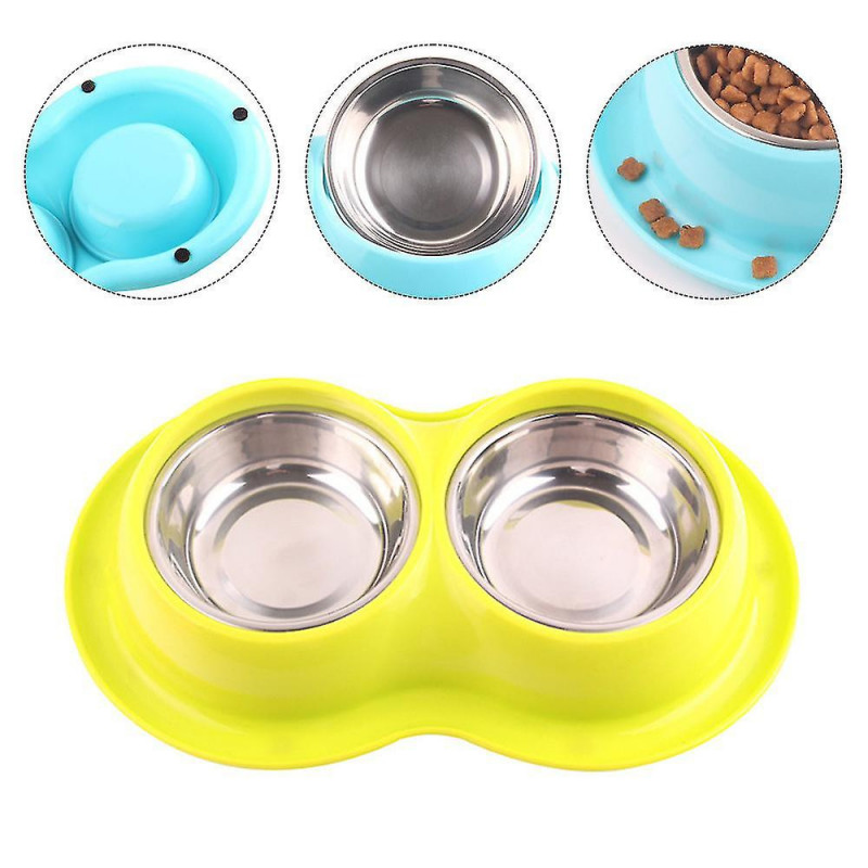 Pet Stainless Steel Double Bowl Pet Dog Bowl Tableware Cat Anti-antworm Cat Bowl