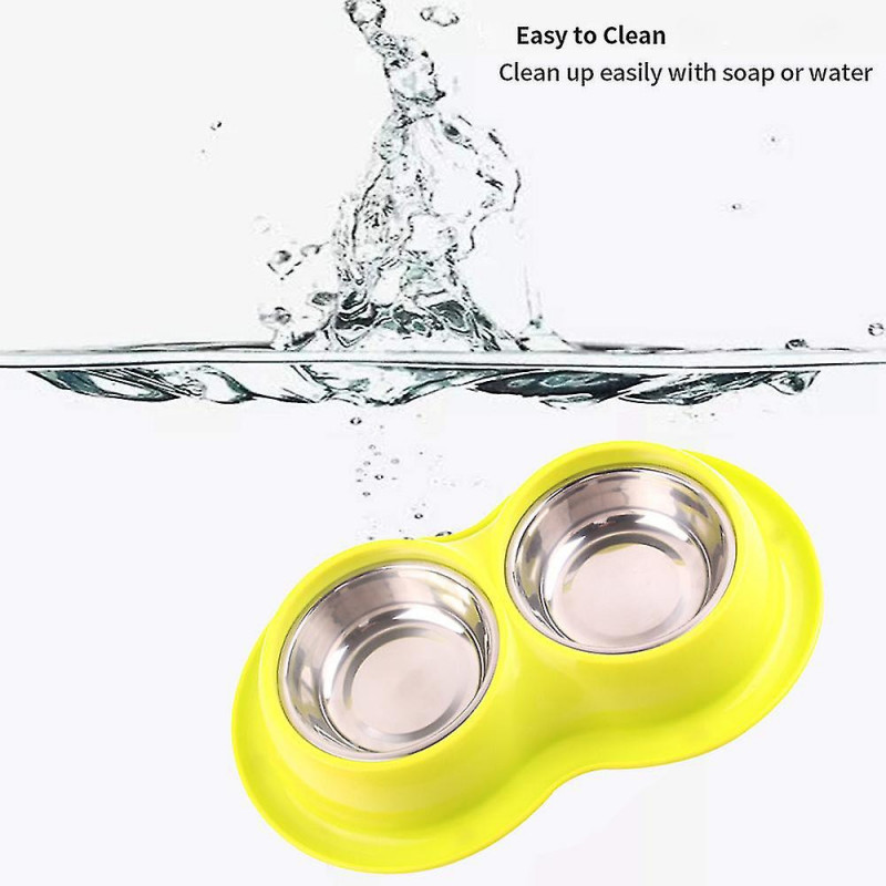 Pet Stainless Steel Double Bowl Pet Dog Bowl Tableware Cat Anti-antworm Cat Bowl