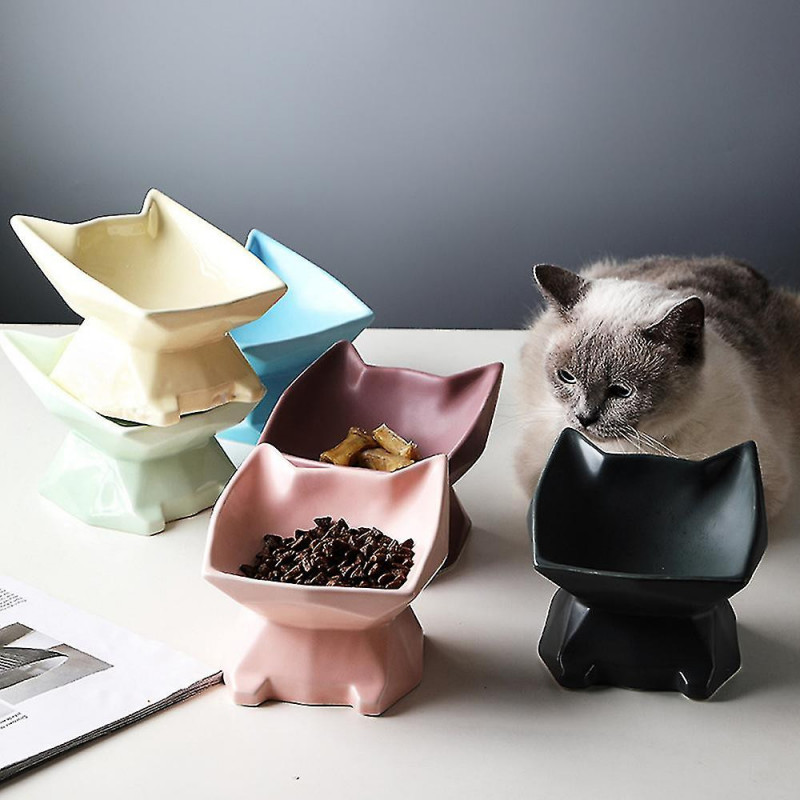 Cat Bowl Dog Bowl Oblique Mouth Bowl High Foot Bowl Flat Face Cat Bowl To Protect The Spine