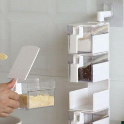 Punch- Mount Rotatable Ing Box Container With Spoon