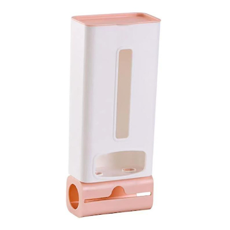 Pink Adhesive Wall Mounted Plastic Bag Organizer, Kitchen Trash Bag Dispenser, Plastic Bag Holder wi