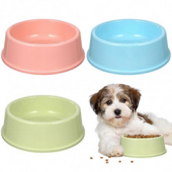 3pcs Medium Candy Colored Round Bowl Plastic Foods Container for Pet Dog Cat Random Color