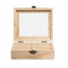 Wooden Tea Bags Storage Box Container With Glass Top 15x13x5cm 4 Sections