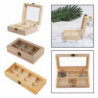 Wooden Tea Bags Storage Box Container With Glass Top 15x13x5cm 4 Sections