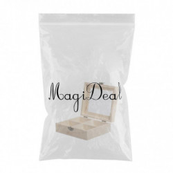 Wooden Tea Bags Storage Box Container With Glass Top 15x13x5cm 4 Sections
