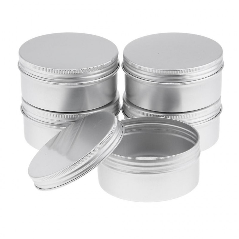 6 Pieces Aluminium Lip Balm Empty Pot Jar Tin Container Box With Screw Lid