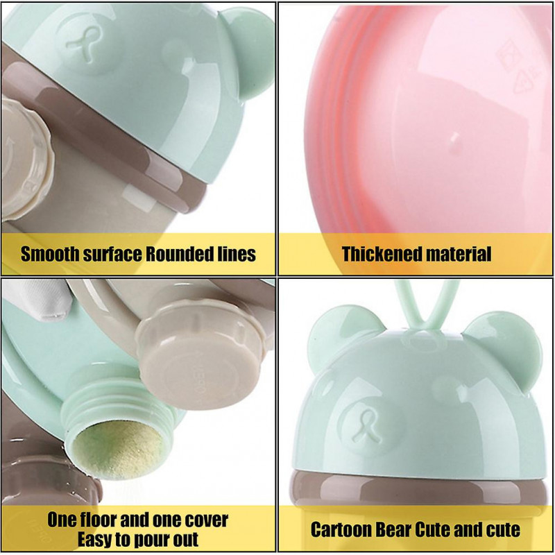 Cartoon Milk Powder Dispenser Portable Large Capacity Infant Milk Powder Box Candy Food Box Light Green