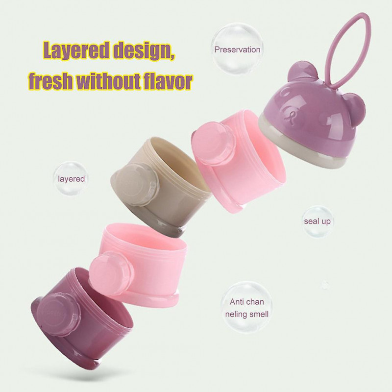 Cartoon Milk Powder Dispenser Portable Large Capacity Infant Milk Powder Box Candy Food Box Light Green