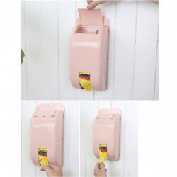 Wall Mounted Plastic Bag Holder - Pink Garbage Bag Storage Box Organizer