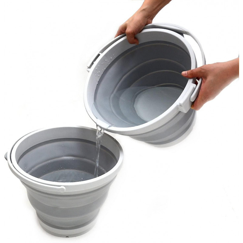 10l (2.64gallon) Collapsible Fishing Bucket With Locking Lid - Foldable Round Tub - Portable Plastic Water Pail - [...]