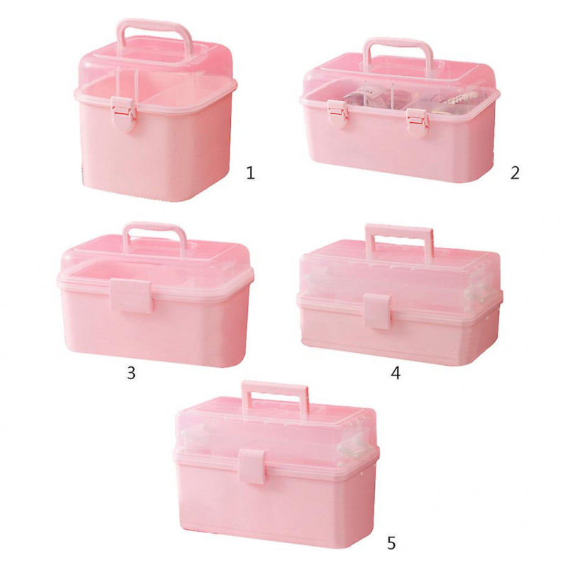 Pour Creative Pink Plastic Storage Box avec poignée Multi Layers Enfants Enfants Hair Bow Container Bin [...]