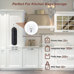 2pcs Plastic Bag Holder, Large Grocery Bags Holders, Wall Mount Garbage Plastic Bag Organizer, Shopping (check Black)