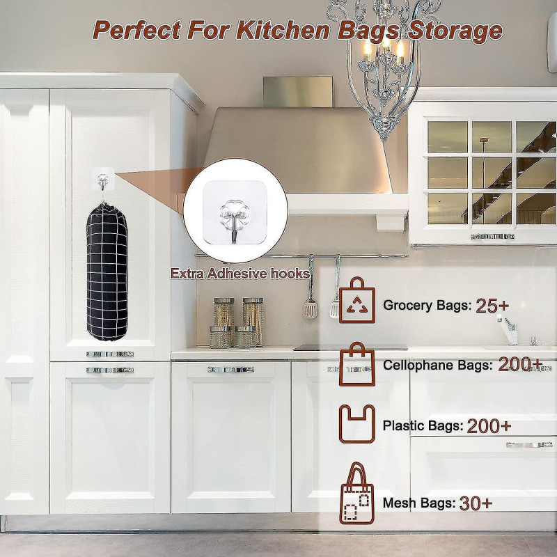 2pcs Plastic Bag Holder, Large Grocery Bags Holders, Wall Mount Garbage Plastic Bag Organizer, Shopping (check Black)