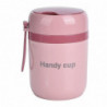 Insulated Soup Container 500ml - Double Anti-Scald Food Storage with Foldable Spoon (Nordic Pink)