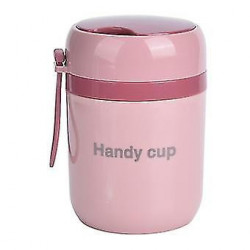 Insulated Soup Container 500ml - Double Anti-Scald Food Storage with Foldable Spoon (Nordic Pink)