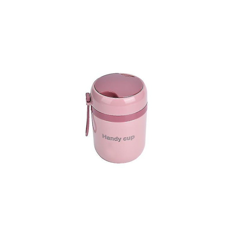 Insulated Soup Container 500ml - Double Anti-Scald Food Storage with Foldable Spoon (Nordic Pink)
