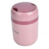 Insulated Soup Container 500ml - Double Anti-Scald Food Storage with Foldable Spoon (Nordic Pink)