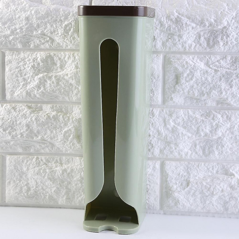 Plastic Wall Mount Grocery Bag Dispenser Holder Organizer - Recycle Bags Storage Box (Light Green)