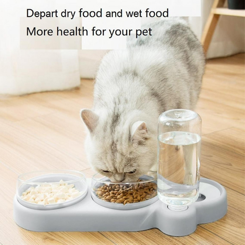 15 Small Dog Food Container, Cat Bowl And Automatic Feeding, Wet Food Detachment Or 2 Pieces For Pets, 3 In 1 | [...]