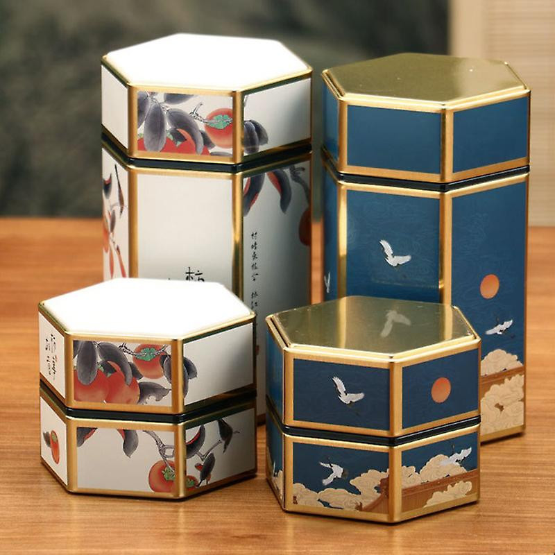 Boîte de stockage hexagonale en fer blanc Conteneur hermétique Réservoir Cas pour les collations au thé Boîte de stockage hexagonale en fer blanc Conteneur hermétique Réservoir Cas pour les collations au thé