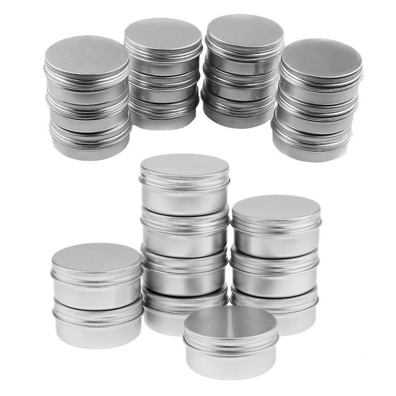 Lot 22pcs 10g 50g Round Aluminum Cosmetics Cream Empty Lip Balm Containers Jars Tin With Screw Lid