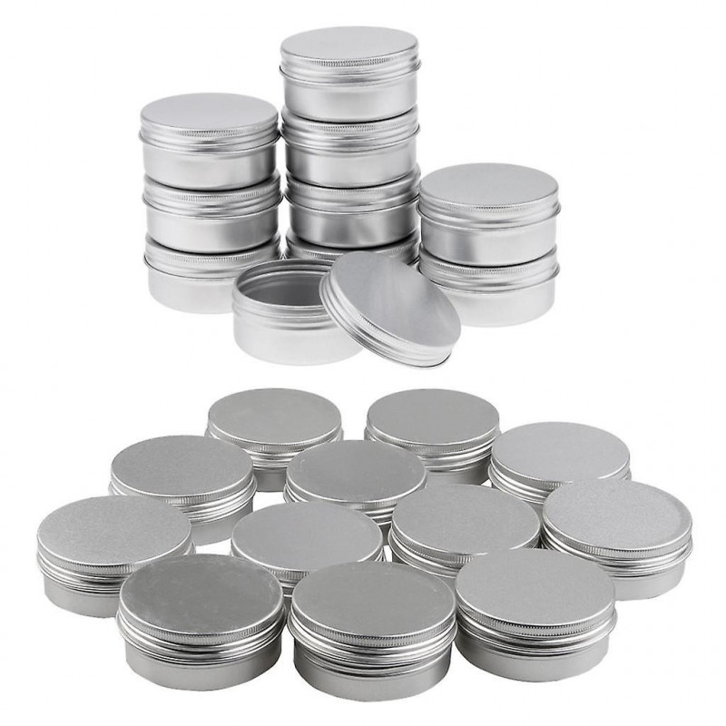 Lot 22pcs 10g 50g Round Aluminum Cosmetics Cream Empty Lip Balm Containers Jars Tin With Screw Lid