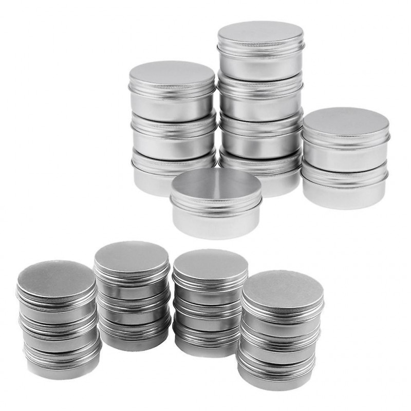 Lot 22pcs 10g 50g Round Aluminum Cosmetics Cream Empty Lip Balm Containers Jars Tin With Screw Lid