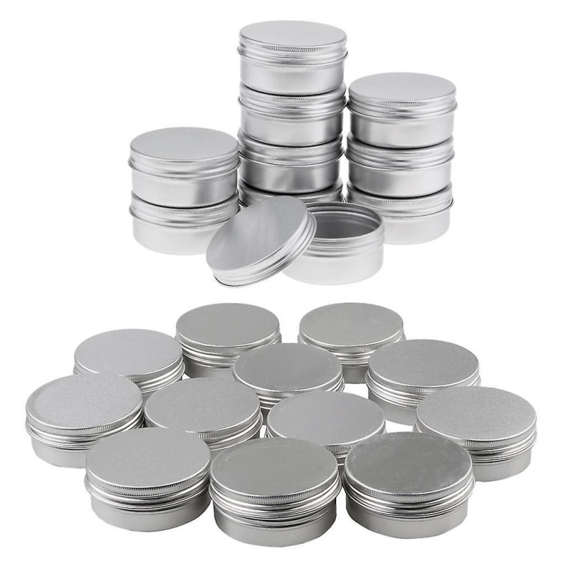 Lot 22pcs 10g 50g Round Aluminum Cosmetics Cream Empty Lip Balm Containers Jars Tin With Screw Lid
