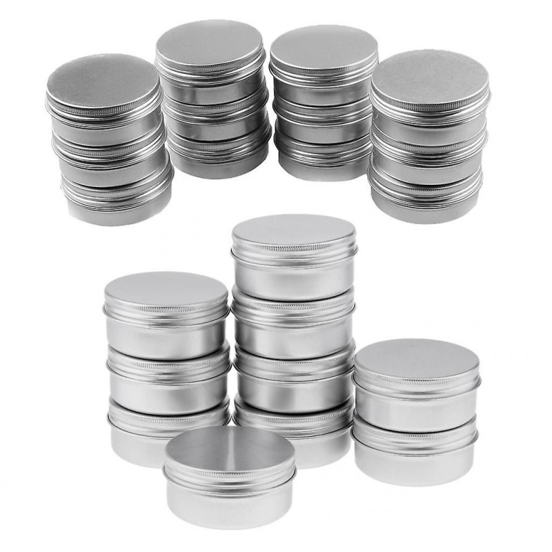 Lot 22pcs 10g 50g Round Aluminum Cosmetics Cream Empty Lip Balm Containers Jars Tin With Screw Lid