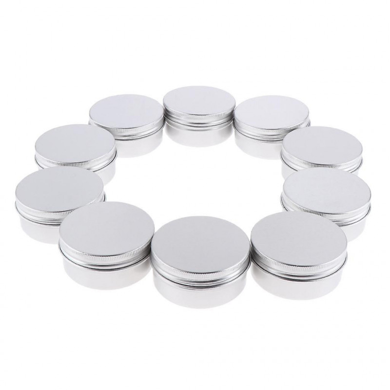 15pcs Boîtes de conserve en aluminium vides avec couvercles à vis Boîte Récipient Crème Pot Top Rond, 5x80ml, 10x50ml