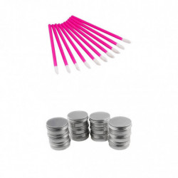 Lot 50 Disposable Lip Gloss Balm Brush + Lot 12 Aluminum Round Tins Storing Cans Jars Container With Screw Thread [...]