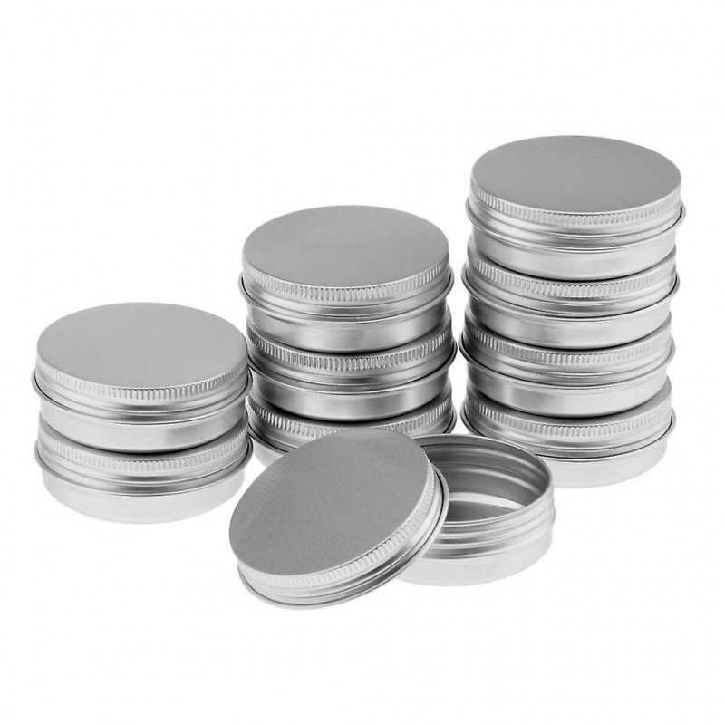 10 boîtes de conserve en aluminium vides avec couvercles à vis Boîte Récipient Pot Top Rond 40g 1.4oz