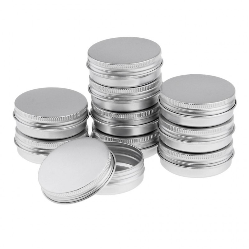10 boîtes de conserve en aluminium vides avec couvercles à vis Boîte Récipient Pot Top Rond 40g 1.4oz