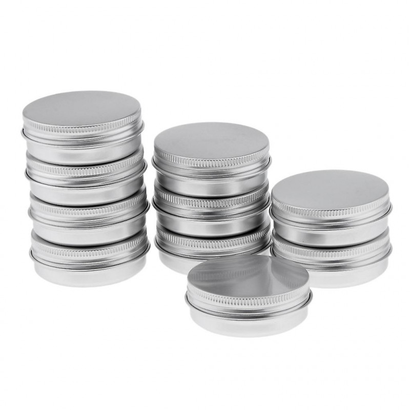 10 boîtes de conserve en aluminium vides avec couvercles à vis Boîte Récipient Pot Top Rond 40g 1.4oz