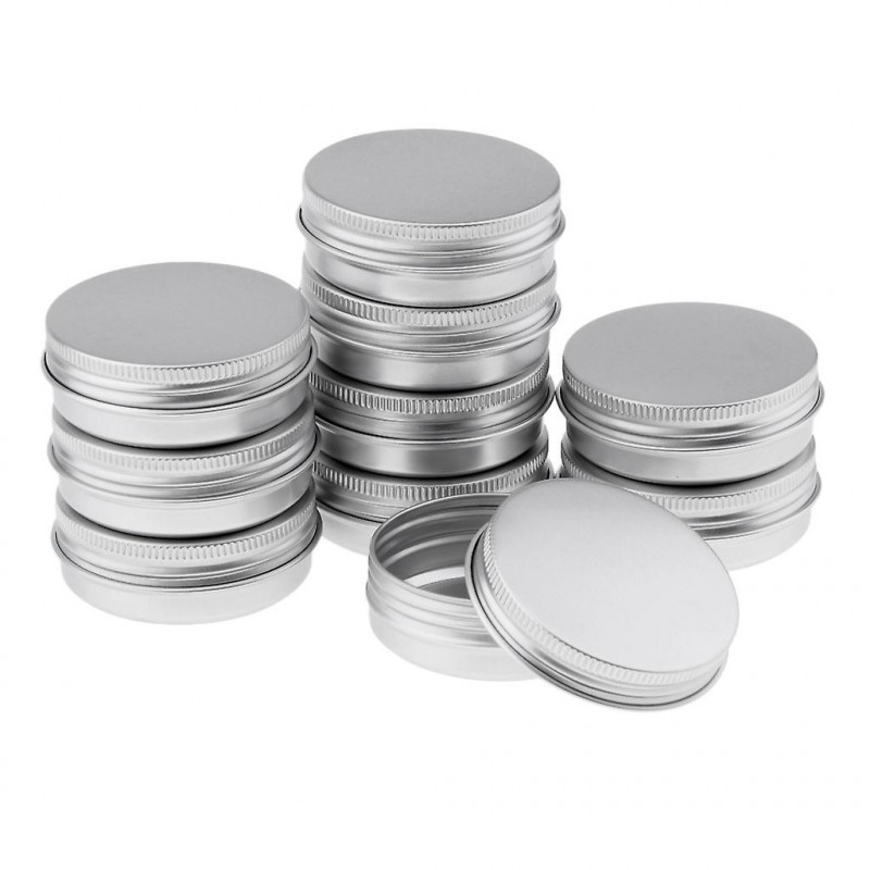 10 boîtes de conserve en aluminium vides avec couvercles à vis Boîte Récipient Pot Top Rond 40g 1.4oz