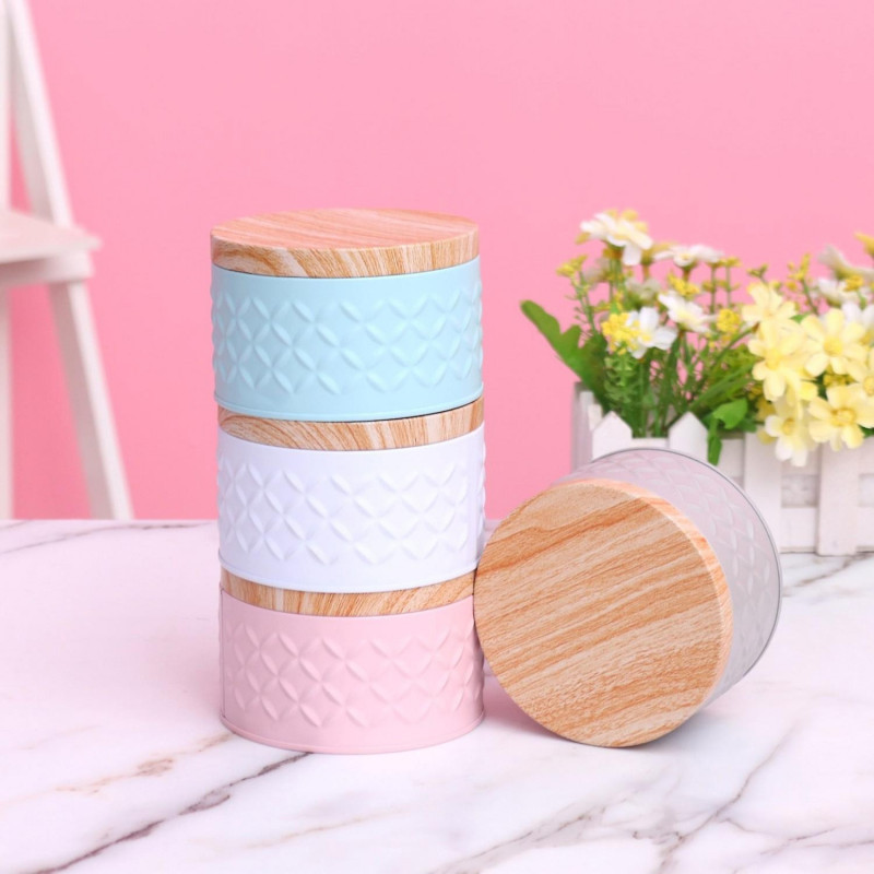 Storage Tin Box Easy Opening Multi-color Round Shaped Candy Cookie Storage Tin Box for Scented Candl