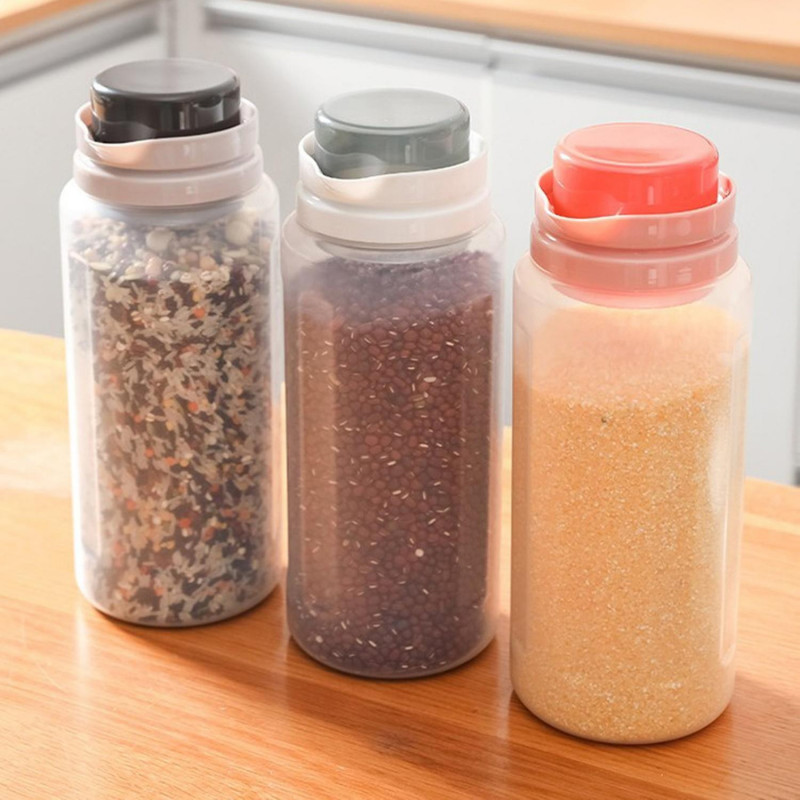 Storage Jar with Lid Leak-proof Transparent Visible Storage Plastic Food Storage Canister Kitchen Su