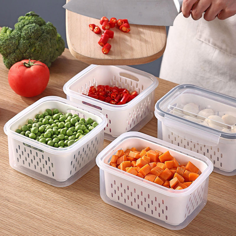 Kitchen Plastic Storage Box Fresh-keeping Box Refrigerator Fruit Containers