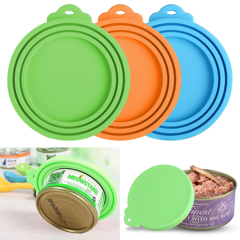 Pet Food Can Cover - Bpa Free Silicone Cat Food Lids - Keep Food Fresh - Set Of 3