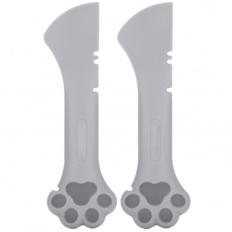 2pcs Multifunction Pet Cat Paw Can Opener Food Spoon Silicone Lightweight Washable for Cat